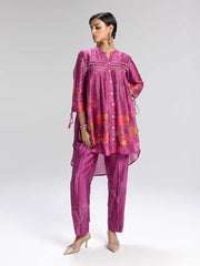 Raspberry Pink Vasansi Silk Leheriya Co Ord Set