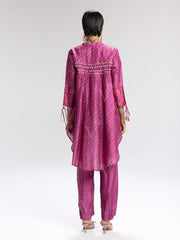 Raspberry Pink Vasansi Silk Leheriya Co Ord Set