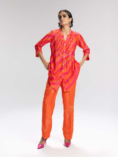 MTO, DD28, U2, Orange , Pink ,  Vasansi Silk , Co Ord Set , leheriya Co Ord set , rakhiedit , leheriya