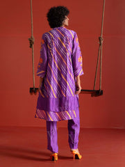 Purple Vasansi Silk Leheriya Co Ord Set