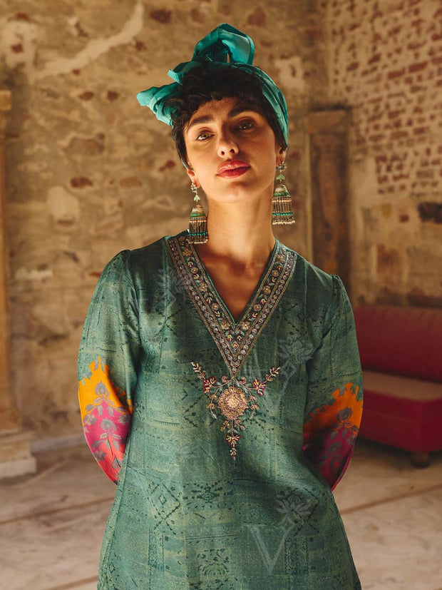 Green Embroidered Co-ord Set
