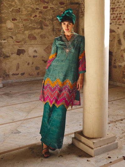 Green Embroidered Co-ord Set