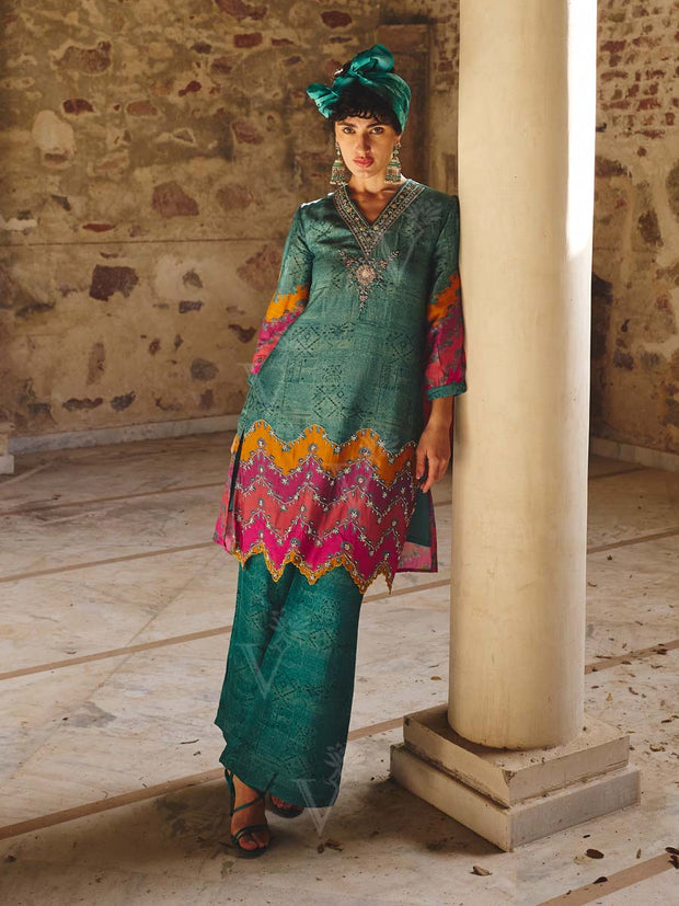 Green Embroidered Co-ord Set