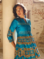 Blue Embroidered Peplum and Palazzo Set