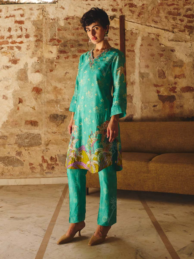 Green Embroidered Co-ord Set