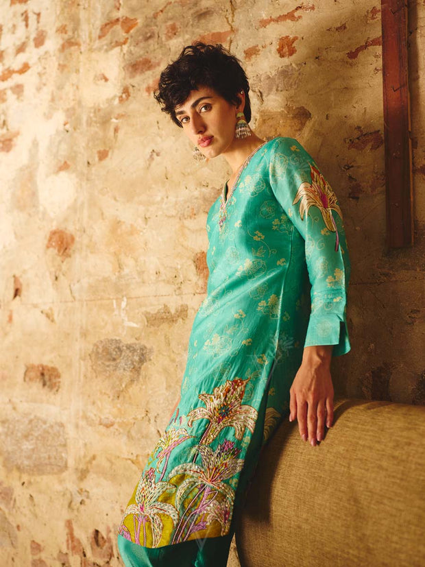 Green Embroidered Co-ord Set