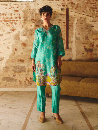 Green Embroidered Co-ord Set