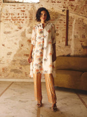 White Silk Printed Co-ord Set