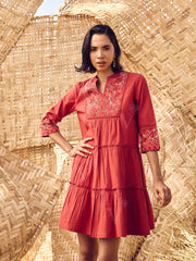 Maroon Cotton Dress 