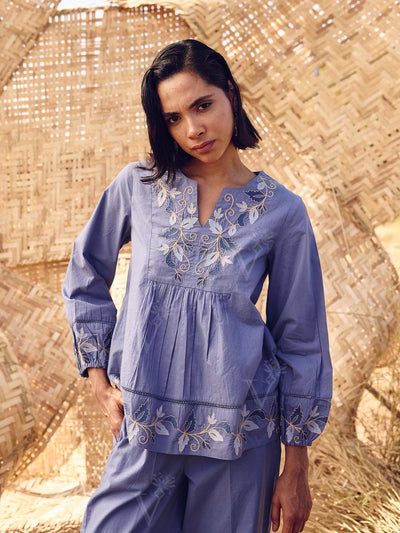 Blue Cotton Co-ord Set 
