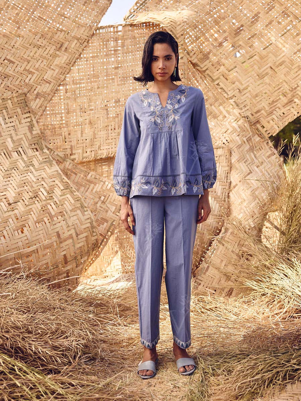 Blue Cotton Co-ord Set 