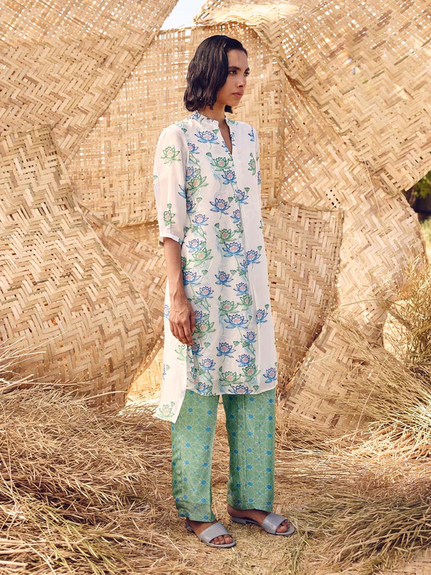 White and Green Printed Co-ord Set