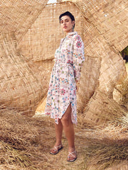 White Printed Cotton Dress
