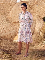 White Printed Cotton Dress
