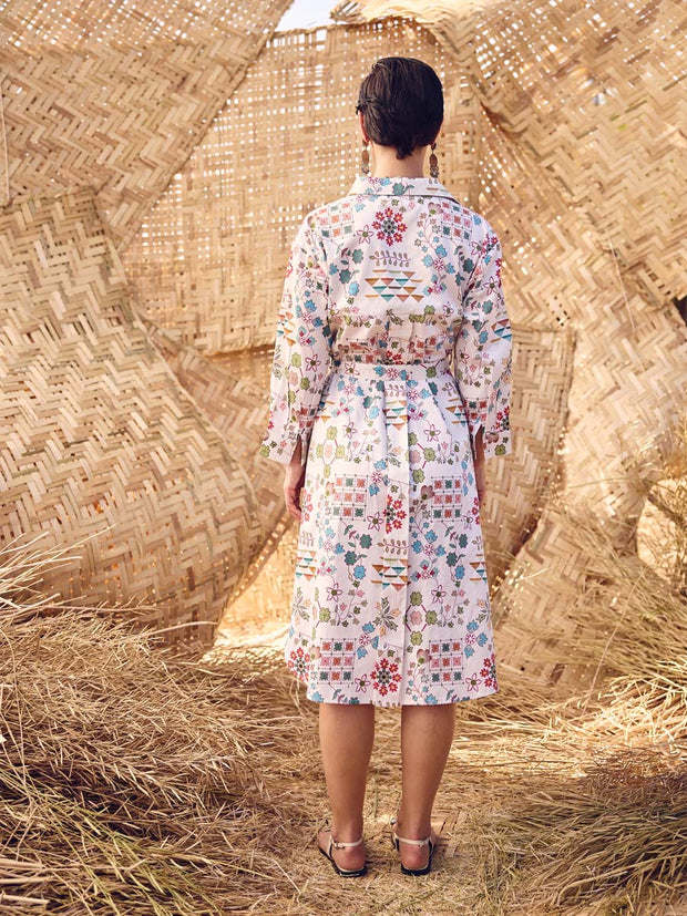 White Printed Cotton Dress
