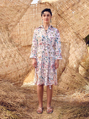 White Printed Cotton Dress