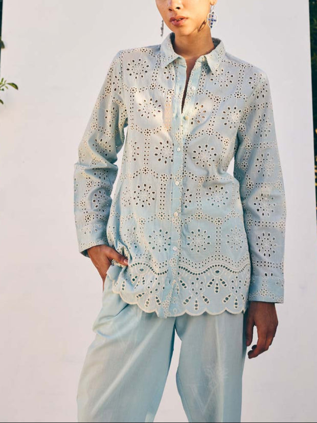 Blue Cotton Co-ord Set 