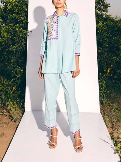 Blue Cotton Co-ord Set