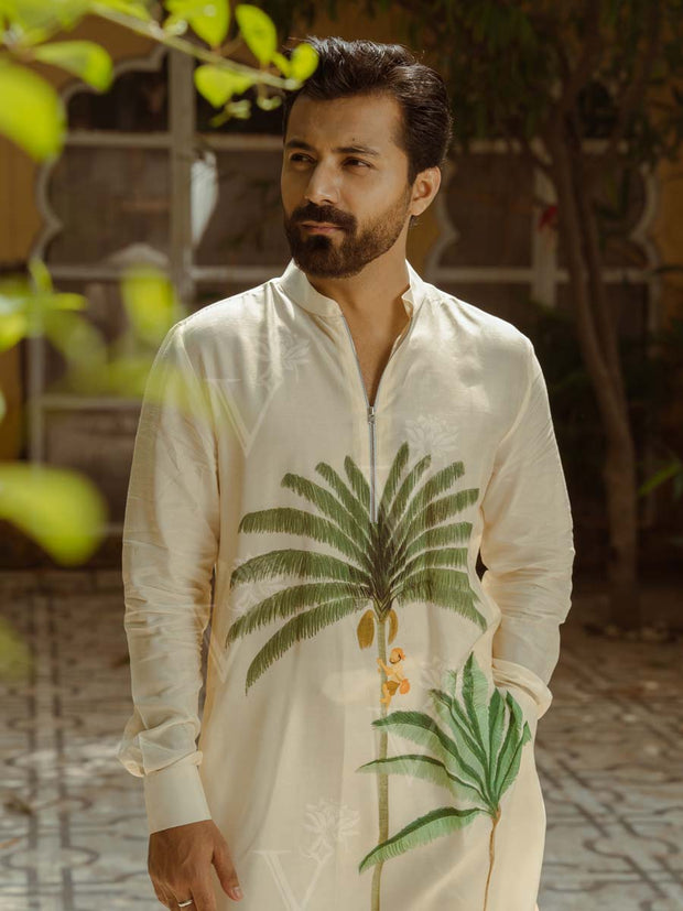 Palm Oasis Zipper Kurta