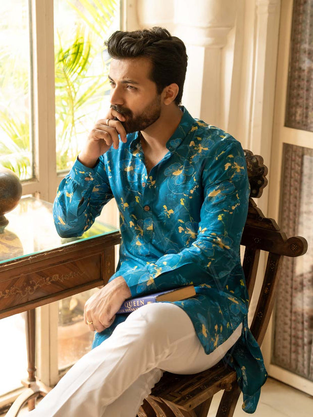 Cerulean Petal Ganganagery Kurta