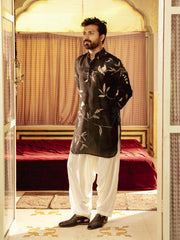 Bird Branch Black Ganganery Kurta