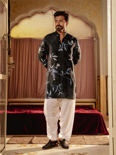 Bird Branch Blue Ganganery Kurta