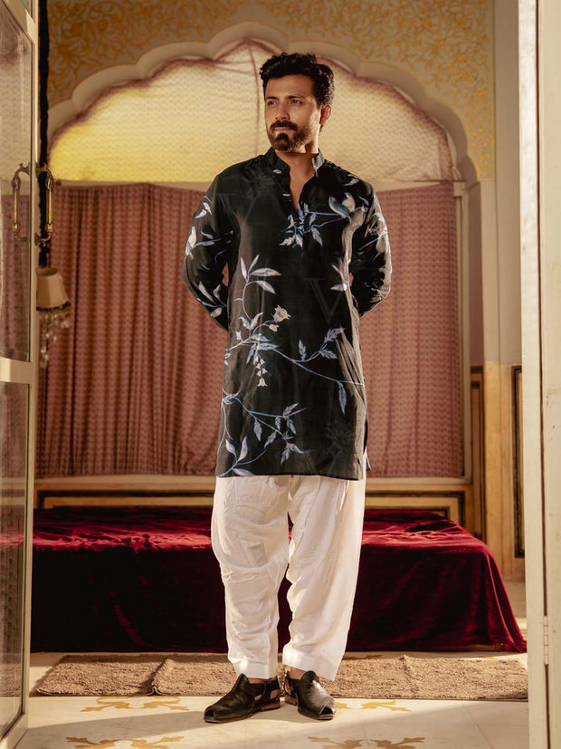 Bird Branch Blue Ganganery Kurta
