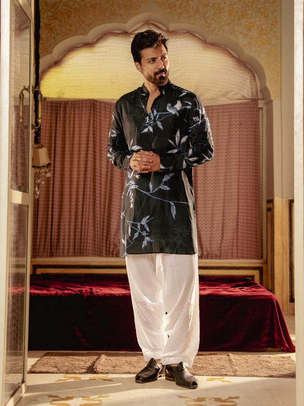 Bird Branch Blue Ganganery Kurta
