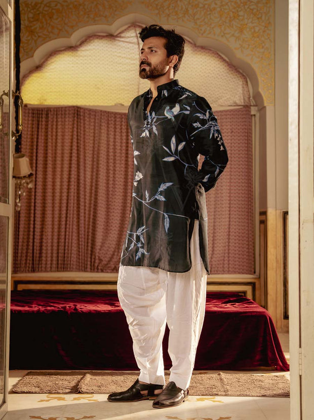 Bird Branch Blue Ganganery Kurta