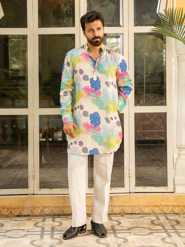 Spring Bloom Blue Ganganagry Kurta