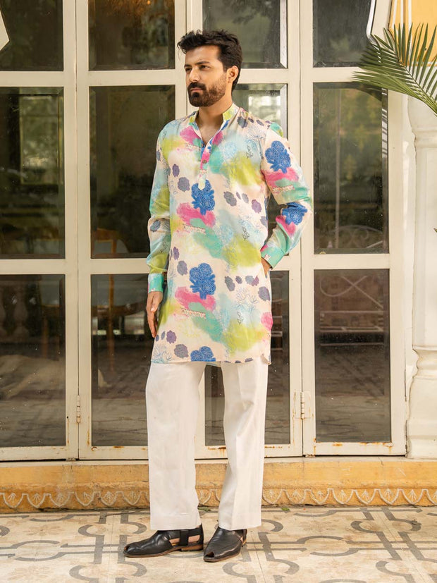 Spring Bloom Blue Ganganagry Kurta