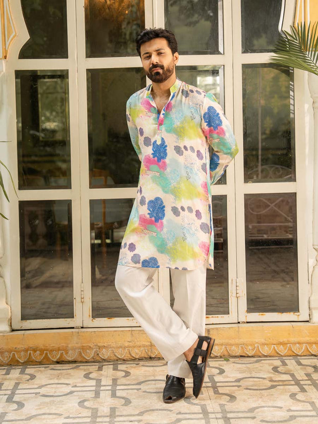 Spring Bloom Blue Ganganagry Kurta