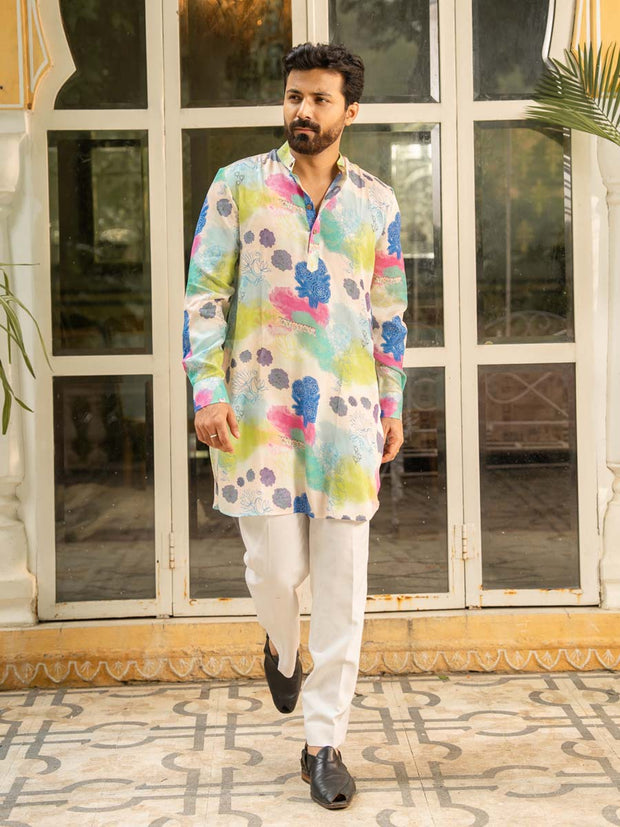 Spring Bloom Blue Ganganagry Kurta