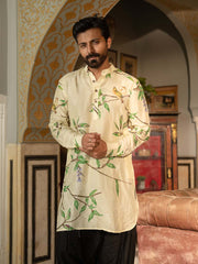 Bird Branch Cream Ganganery Kurta