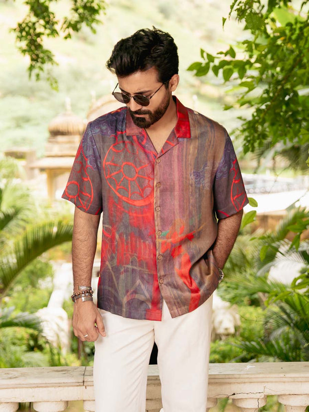 Odyssey Art Relaxed Fit Cuban Collar Shirt