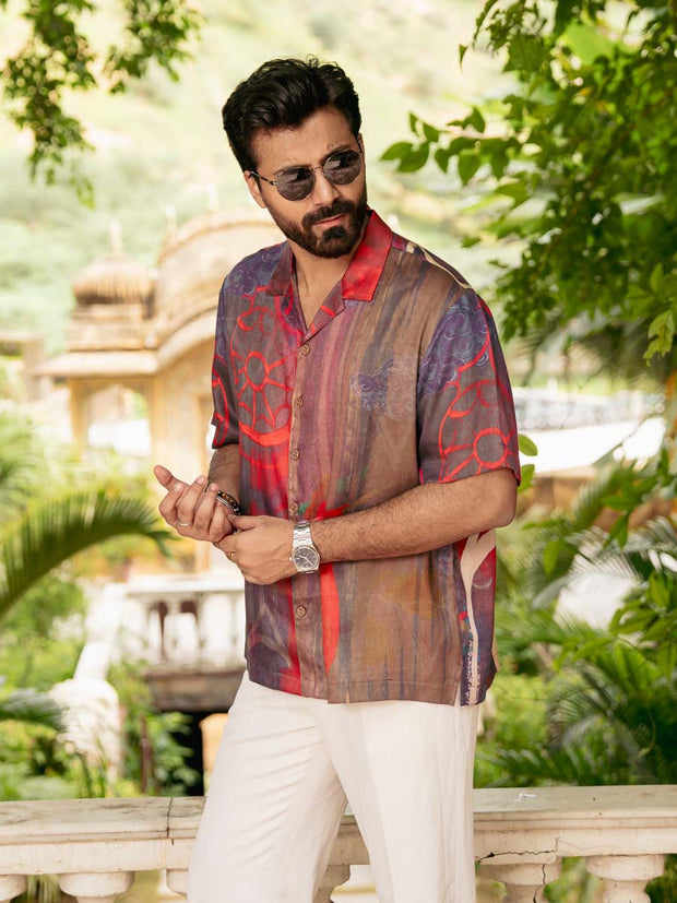 Odyssey Art Relaxed Fit Cuban Collar Shirt