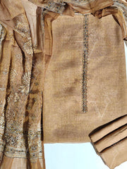 Brown Chanderi Dress Material