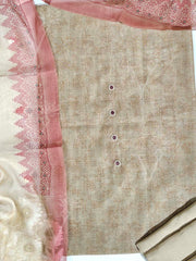 Brown Chanderi Dress Material