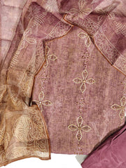 Shaded Purple & Coffee Chanderi Dress Material