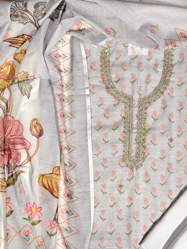 Light Blue Chanderi Dress Material