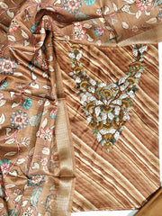 Choclate Brown Chanderi Dress Material