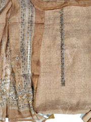 Brown Chanderi Dress Material