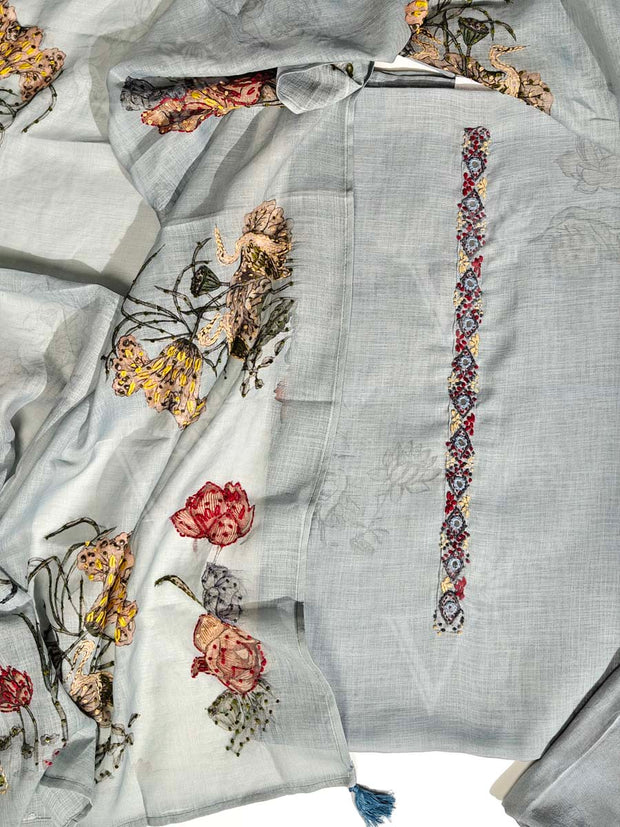 Light Blue Chanderi Dress Material