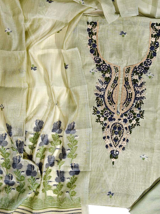 Light Green Chanderi Dress Material