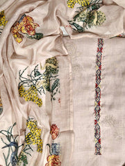 Beige Chanderi Dress Material