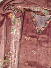 Wine Chanderi Dress Material