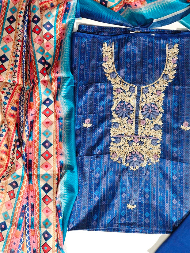 Navy Silk Dress Material