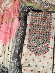 Off White Cotton Flex Dress Material