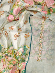 Light Green Chanderi Dress Material