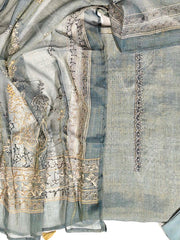 Blue Chanderi Dress Material